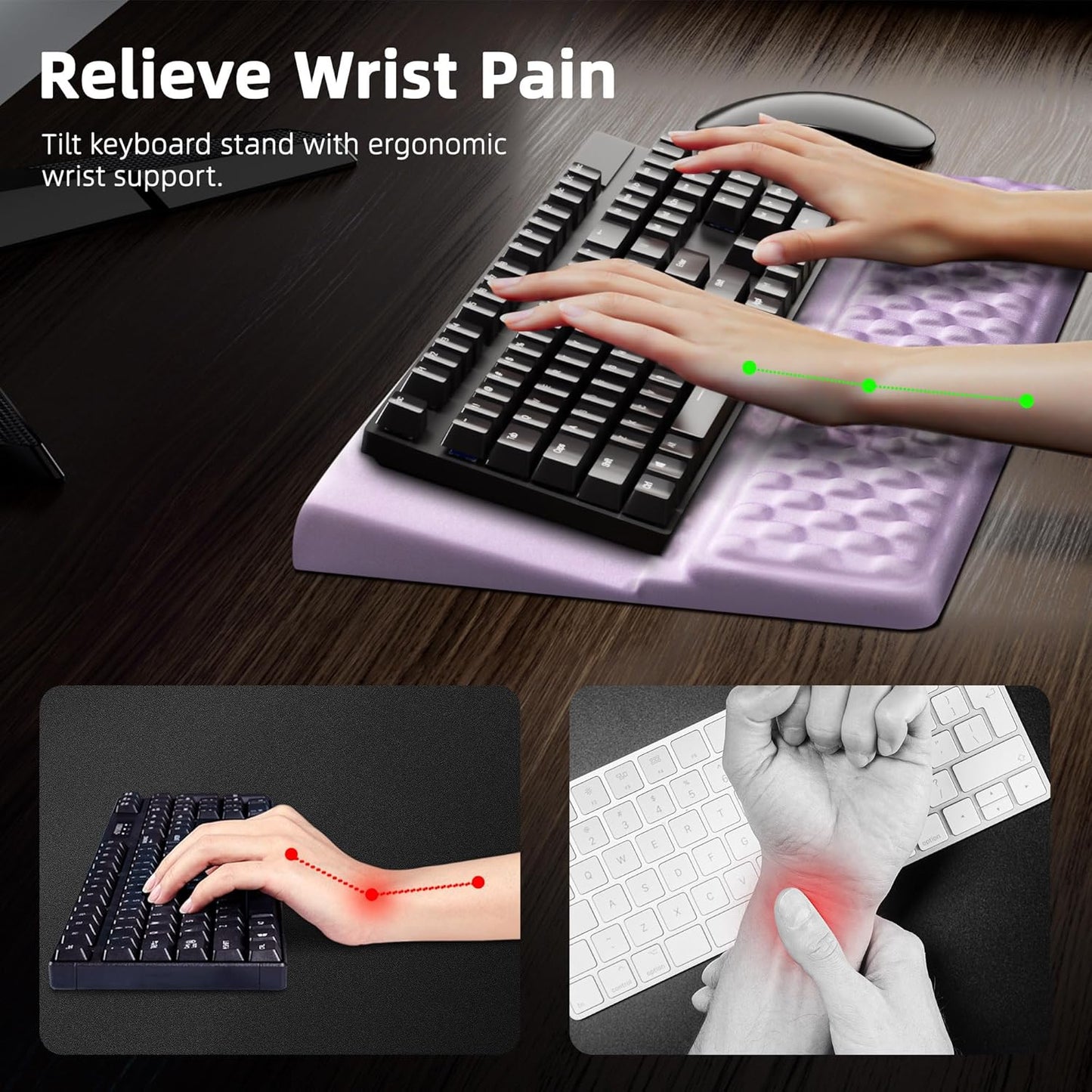 Ospelelf Keyboard Wrist Rest, Comfortable Ergonomic Keyboard Stand Riser Holder for Office Home