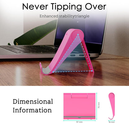 Cell Phone Stand for Desk, Foldable and Adjustable Multi-Angle Holder Dock, Universal Compatibility for Most Phone and Tablet, Portable and Sturdy Design for Office and Home (Pink)