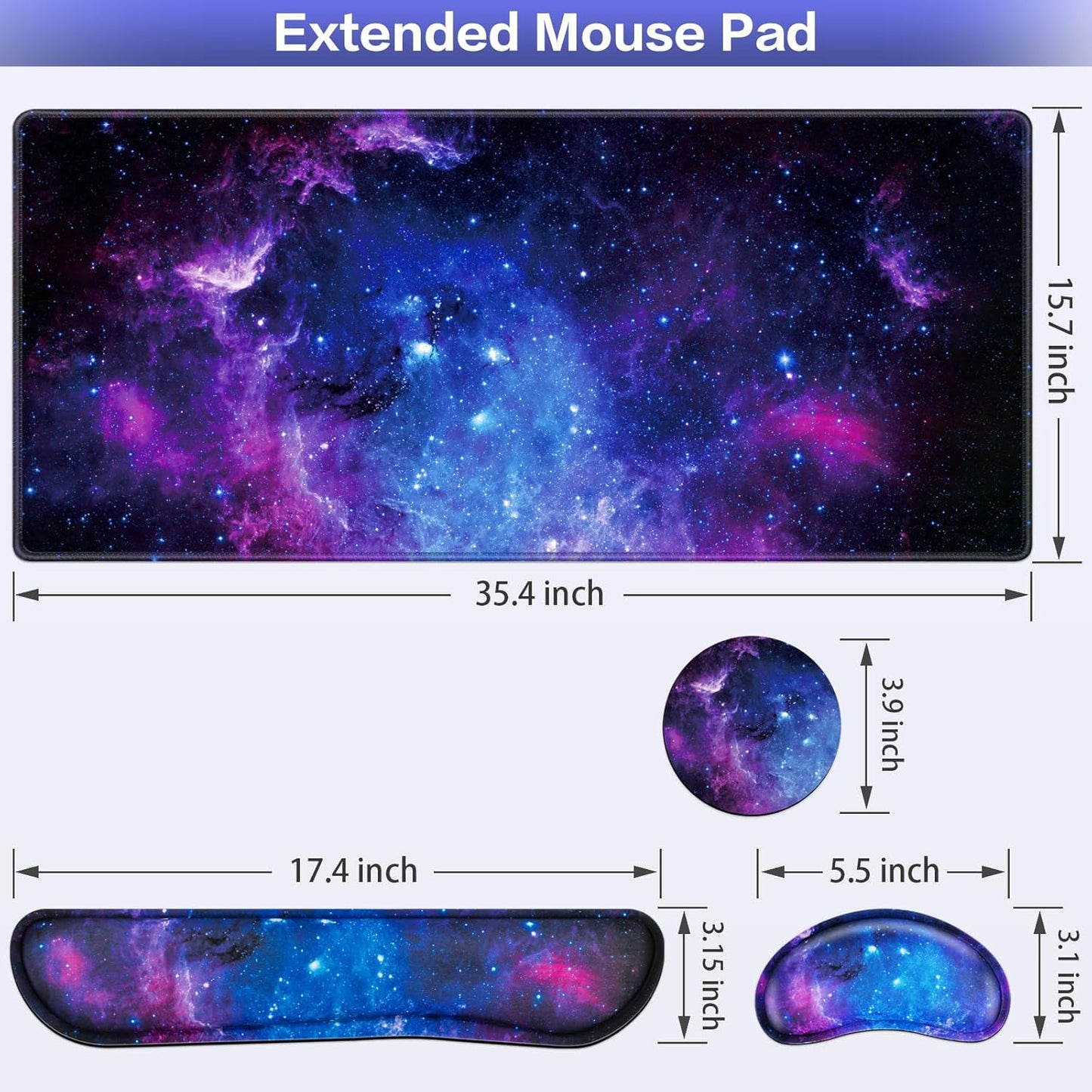 Desk Mat, Large Gaming Mouse Pad with Wrist Rest, 4in1 XXL Mousepad+Keyboard Wrist Rest+Mouse Pad Wrist Support+Cup Coaster Set Ergonomic Floral Computer Desk Arm Wrist for Decor Home Office Women