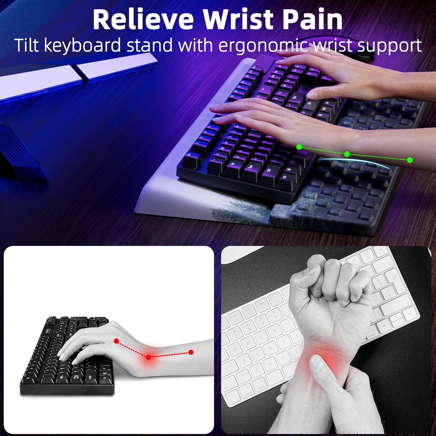 Ospelelf Keyboard Wrist Rest, Comfortable Ergonomic Keyboard Stand Riser Holder for Office Home