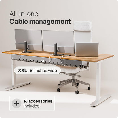 PAMO Cable Management Under Desk for Easy mounting Under-Table I Set of 2 - with 10X Cable Ties I Desk Organizer for Office/Home Office Table Thoughtful Cable Tray Holder