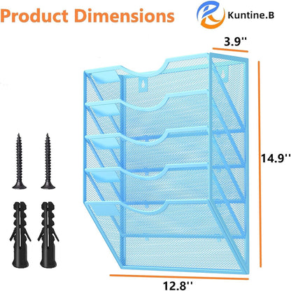 Kuntine.B Wall File Organizer Office Hanging Magazine Holder Wall File Organizer for Office Home (Black, 5 Tier)