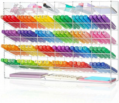 MotiMind Acrylic Pen Organizer Storage for 250 Markers Vertical Marker Organizer Acrylic Pen Display Holder for Office Desk Desktop Stationery Pencil Storage, Clear, 13 x 4 x 12.4 Inch