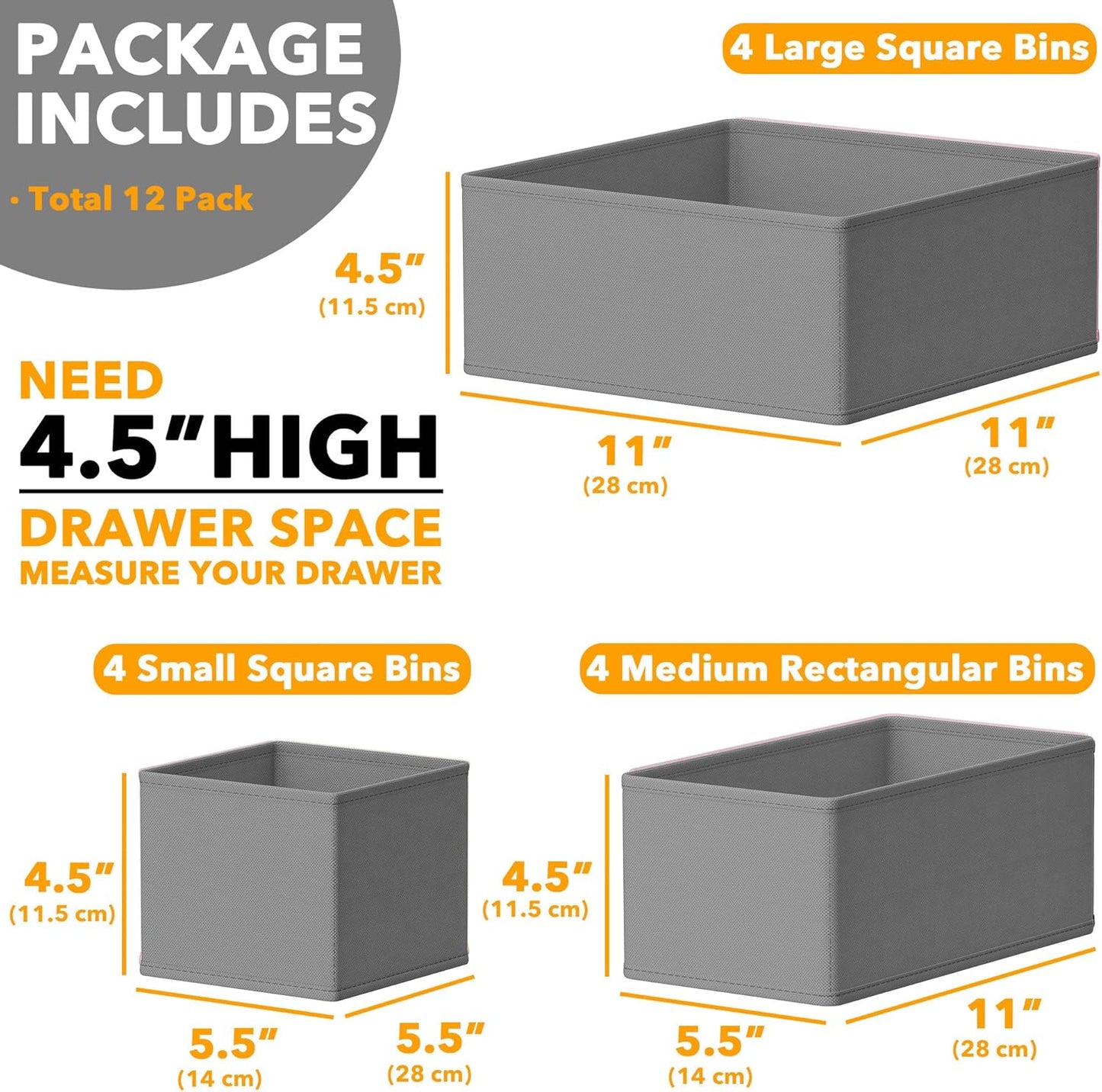SpaceAid Drawer Organizer for Clothes, 18 Pack Dresser Drawer Organizer Bins, Closet Organizers and Storage Dividers for Clothing, Underwears, Socks (Beige)