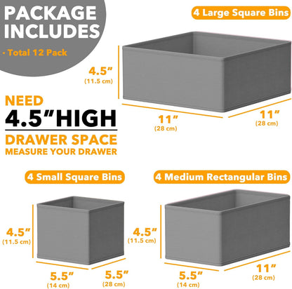 SpaceAid Drawer Organizer for Clothes, 18 Pack Dresser Drawer Organizer Bins, Closet Organizers and Storage Dividers for Clothing, Underwears, Socks (Beige)