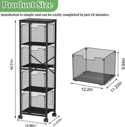 Sbanmao Rolling File Cart with 2 Storage Drawers, Mobile File Cabinet with Wheels, Hanging File Folder Organizer, Under Desk Storage, Printer Stand Utility Cart Filing Cabinet for Home Office,Black