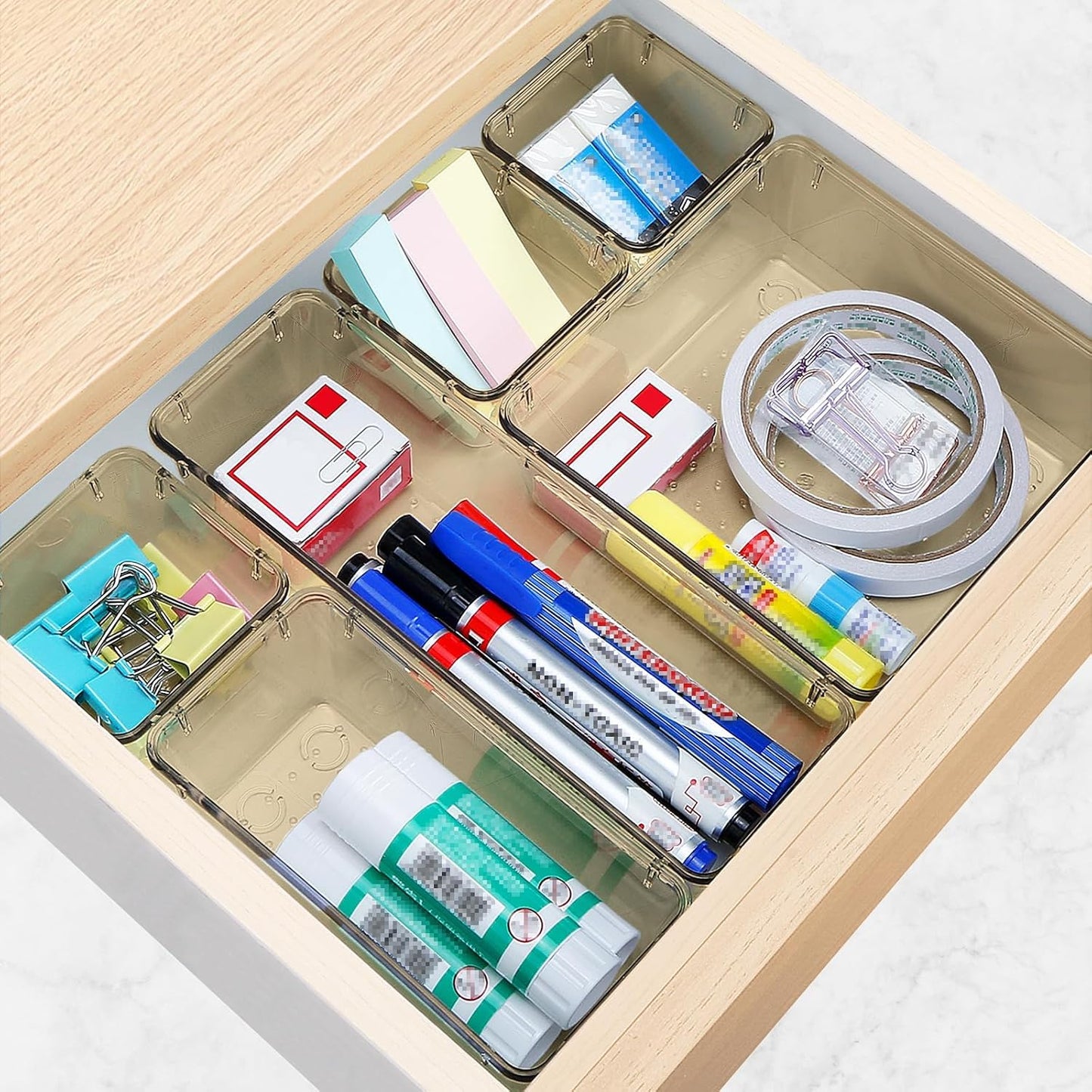 StorMiracle 16 PCS Drawer Organizer Set, 5 Varied Size Bathroom and kitchen Drawer cabinet organizer Trays, Clear Storage Bins for Makeup, Jewelry, Utensils and Gadgets