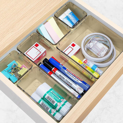 StorMiracle 16 PCS Drawer Organizer Set, 5 Varied Size Bathroom and kitchen Drawer cabinet organizer Trays, Clear Storage Bins for Makeup, Jewelry, Utensils and Gadgets