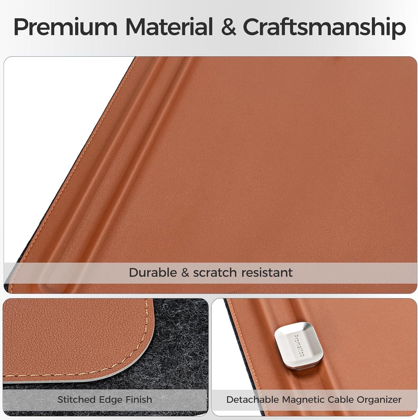 Desk Mat – Double-Sided Vegan Leather & Felt | Built-In Magnetic Cable Organizer & File Storage | Premium Workspace Pad for Office, Gaming & Creative Professionals-（Green）