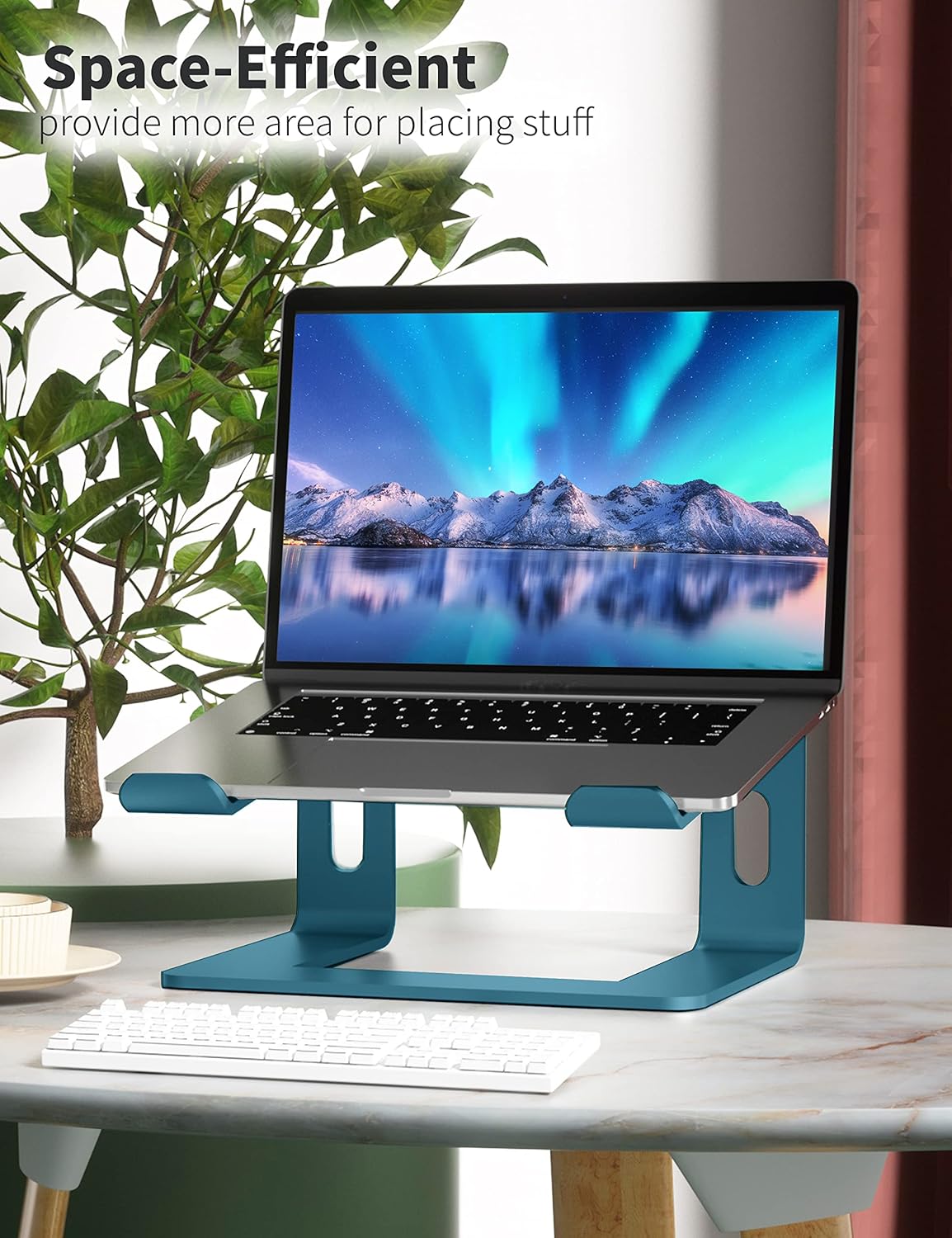 SOUNDANCE Laptop Stand, Aluminum Computer Riser, Ergonomic Laptops Elevator for Desk, Metal Holder Compatible with 10 to 15.6 Inches Notebook Computer, Silver