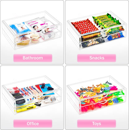 Sorbus Large Stackable Acrylic Drawers - 1 Clear Storage Drawers for Organizing Make up, Nail Polish, Hair Accessories, and Beauty Supplies - Makeup Organizer for Vanity, Bathroom Organizer Countertop