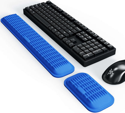 MEKASS Ergonomic Wrist Rest for Keyboard and Mouse, Soft Memory Foam Keyboard Wrist Rest Set with Non-Slip Silicone Base, Easy Typing, Pain Relief, Comfort for Office, Work, Gaming (Classic Black)