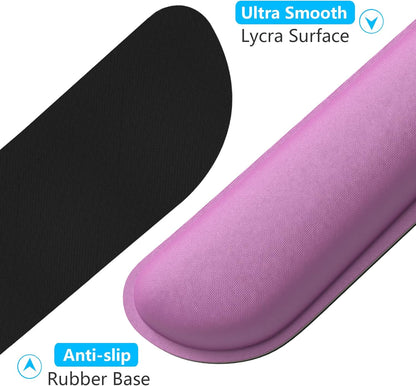 Dapesuom Enlarge Keyboard Wrist Rest, Cute Memory Foam Keyboard Wrist Cushion for Computer Desk Mats Support, Typing Pain Relief Ergonomic Mouse Pad Rests with Non-Slip Base for Gaming, Laptop, Purple