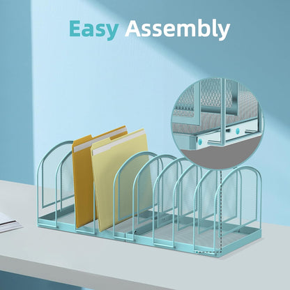 SUPEASY File Organizer for Desk, 5-Section Mesh Desk Organizer, Vertical File Holder Desktop Organizer File Sorter, File Folder Holder for Office Supplies, Black