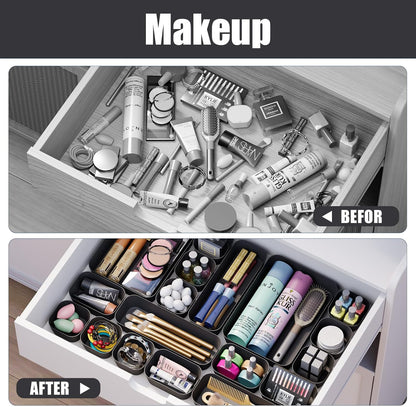 Plastic Drawer Organizers, 10 PCS Drawer Organizer Bins, Bathroom and Vanity Organizer Plastic Tray, Makeup organizer and storage for Makeup, Bedroom, Kitchen Gadgets Utensils and Office (Green)
