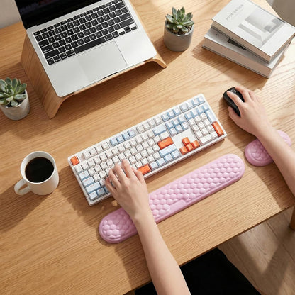 Ergonomic Keyboard and Mouse Wrist Rest Set - Memory Foam Support Pads, Non-Slip Desk Accessories for Office, Home, Gaming, Reduces Fatigue & Strain,Black