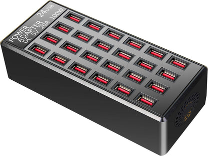 100w 24(20A) Port, USB Fast Charging Station,Travel Desktop USB Rapid Charger,Multi Ports Charging Station Organizer Compatible with Smartphones,Tables,and More Devices