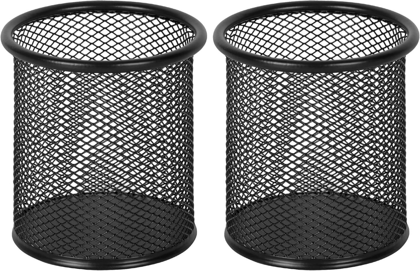 EasyPAG Pencil Holder for Desk, 2 Pack Metal Pen Organizer, Mesh Pencil Cup Organizer for Home, Office, Classroom, School, Black