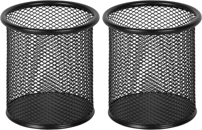 EasyPAG Pencil Holder for Desk, 2 Pack Metal Pen Organizer, Mesh Pencil Cup Organizer for Home, Office, Classroom, School, Black