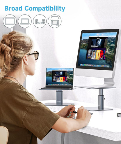 BoYata Monitor Stand, Adjustable Monitor Riser Metal Computer Stand Compatible with TV, PC, Laptop, Computer, iMac, and All Screen Display-Black