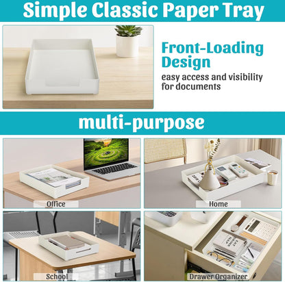 Letter-Size Tray Desk Letter Tray Paper Tray, Sturdy Heavy-Duty Plastic Printer Paper Tray, Single-Tier Stackable File Storage Organizer for Office Home (Clear)