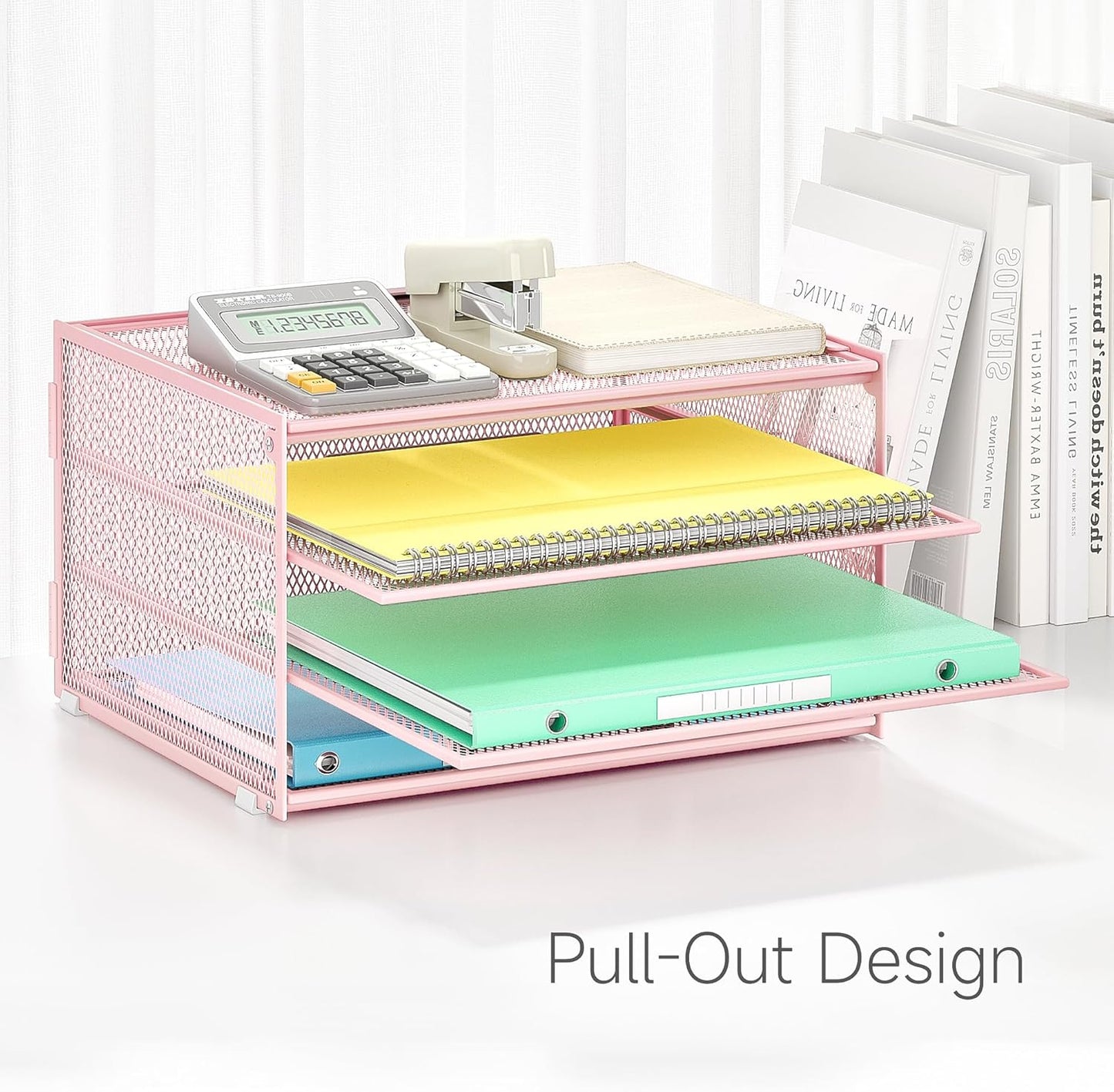 Lavatino 3-Tier Letter Tray Desk Paper Organizer – Black Mesh Metal File Tray Organizer for Desk, Office Supplies & Home Organization | Fits A4/Letter Paper, Mail, Magazines and Office Accessories