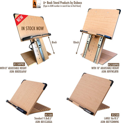 BS2500 Large 16x10.5 Portable Adjustable Foldable Bookstand Holder for Reading Hands Free Large Thick Heavy Textbooks Cookbooks Tablets