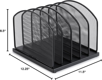 Huron 8-Slot Vertical File Binder Organizer Storage, Black Steel Mesh