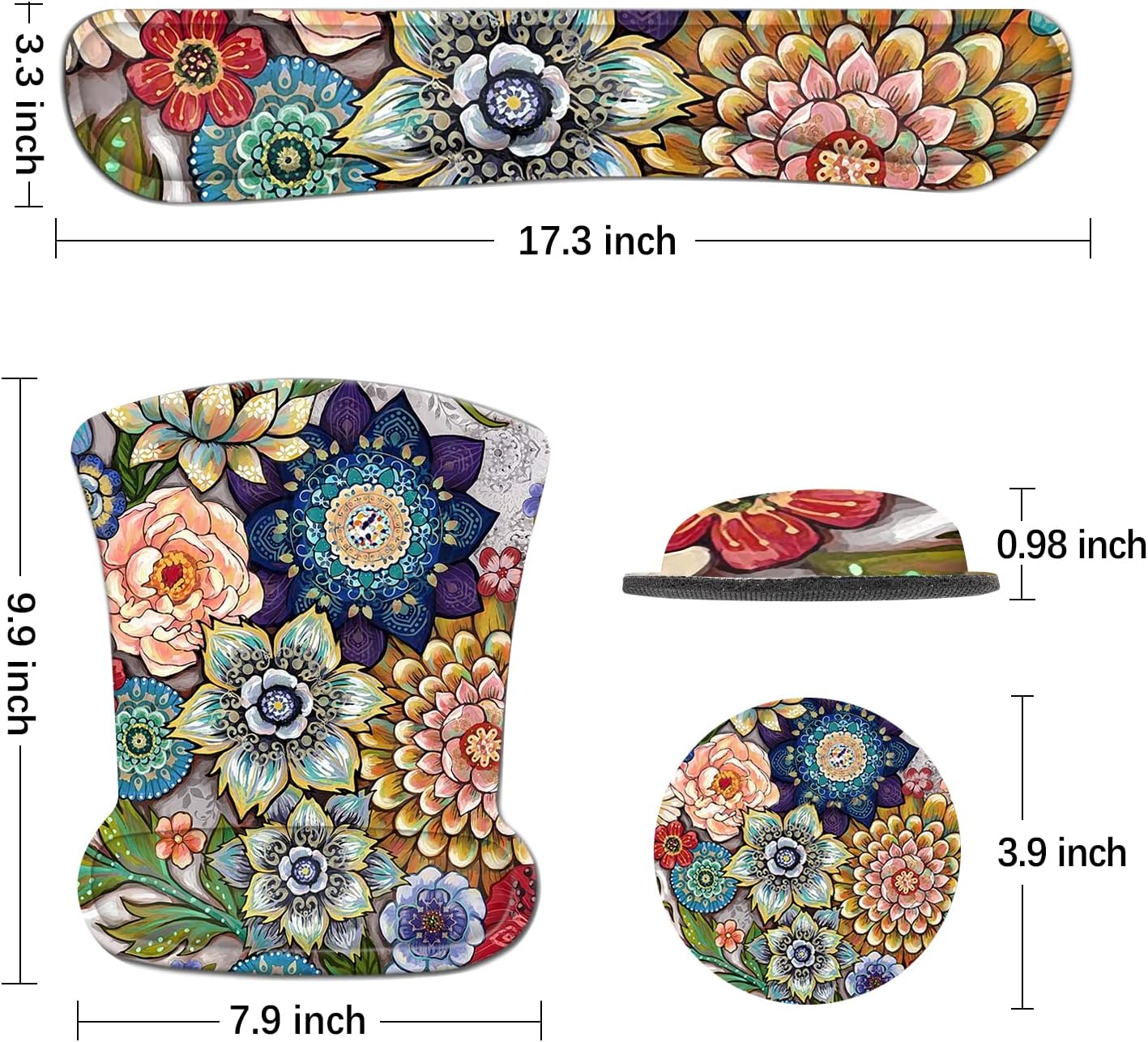 Keyboard Wrist Rest Pad Ergonomic Mouse Pad Set, ToLuLu Gel Mouse Pad Wrist Support for Computer Laptop, Mousepad Keyboard Wrist Support with Memory Foam for Easy Typing Pain Relief, Van Gogh Painting