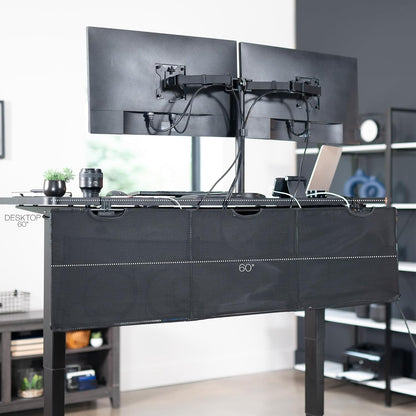 VIVO 48 Inch Clamp-on Privacy and Cable Management Organizer Sleeve, Wire Hider Kit Panel System, Desk Skirt, Black, DESK-SKIRT-48P