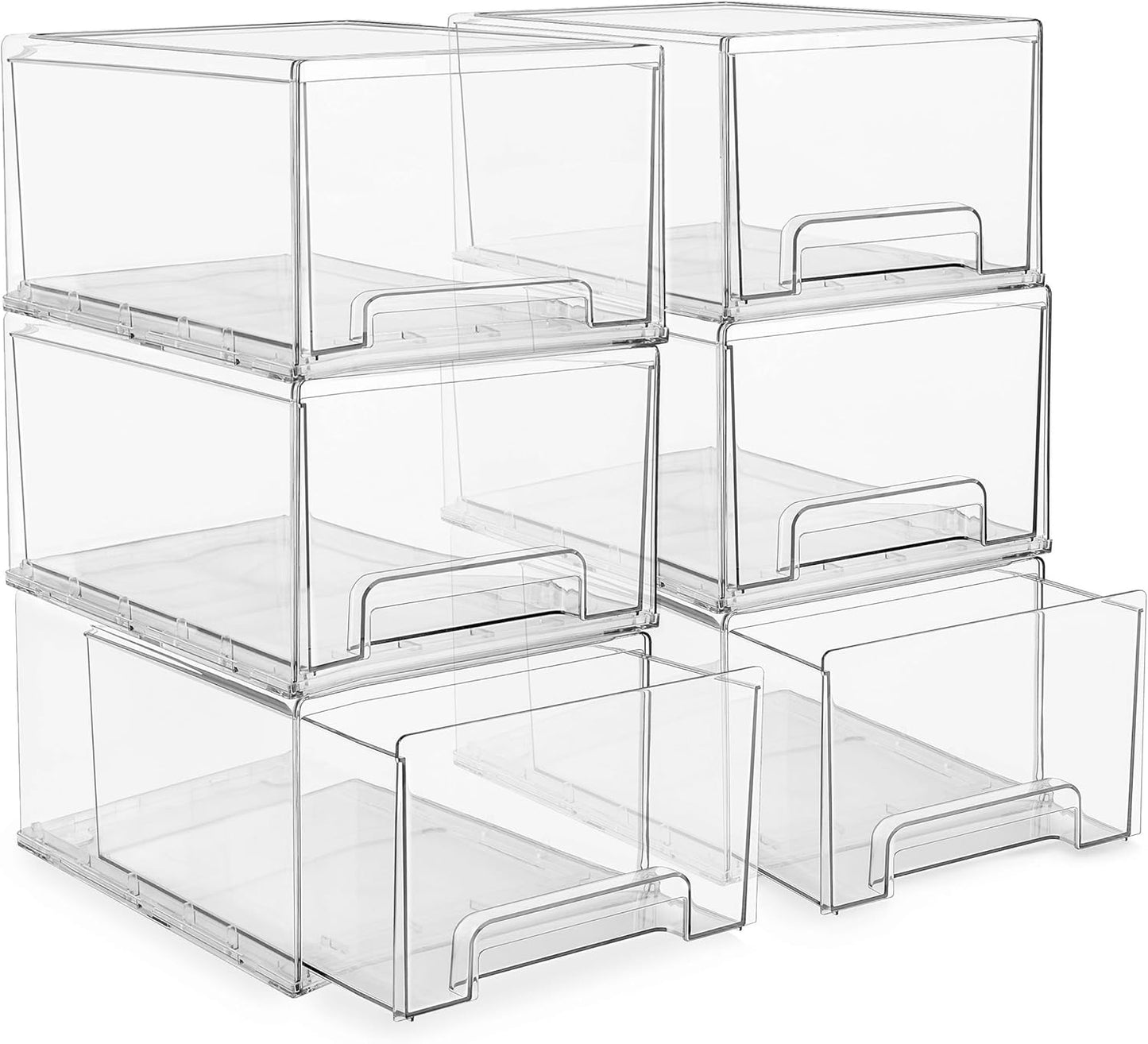 Sorbus Small Clear Stackable Storage Drawers – 4-Pack Plastic Organizer Bins with Handles – Stackable Pull-Out Storage Drawers for Closet, Pantry, Office, Bathroom, Craft, and Toy Organization