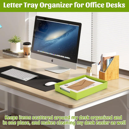 Letter-Size Tray Desk Letter Tray Paper Tray, Sturdy Heavy-Duty Plastic Printer Paper Tray, Single-Tier Stackable File Storage Organizer for Office Home (Clear)