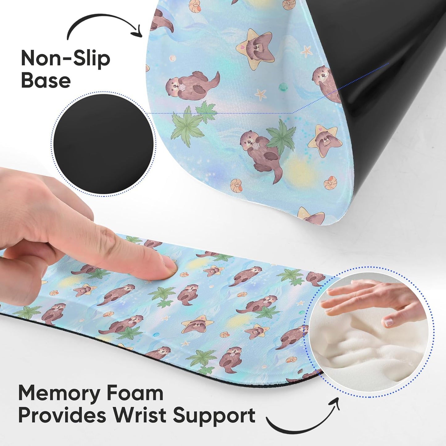 Ergonomic Keyboard Mouse Pad Wrist Rest Support Set for Laptop/Computer/Desktop,Memory Foam Hand Rest Wrist Cushion for Gaming/Office,Lightweight Comfortable & Pain Relief (Flowers)