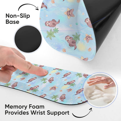Ergonomic Keyboard Mouse Pad Wrist Rest Support Set for Laptop/Computer/Desktop,Memory Foam Hand Rest Wrist Cushion for Gaming/Office,Lightweight Comfortable & Pain Relief (Flowers)