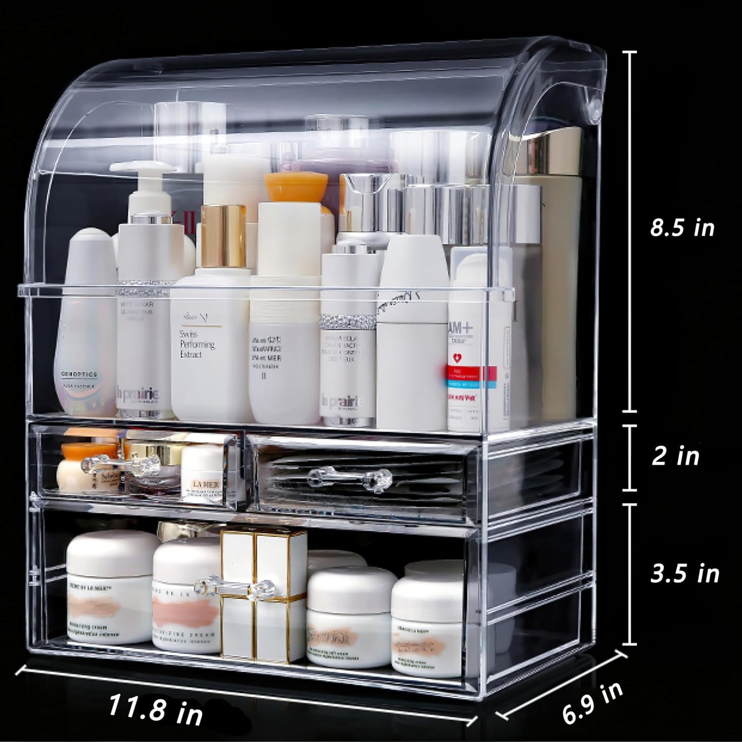 Clear Large Acrylic Makeup Organizer With Lid Cosmetic Storage Drawers Portable Makeup Organizers Dustproof And Waterproof Box For Women
