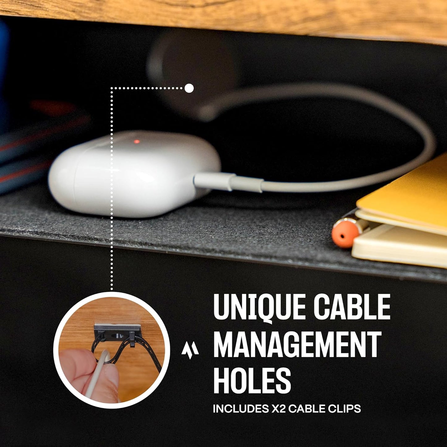 Under Desk Drawer Slide Out Attachment - Carbon Steel Undermount Table Drawer with Cable Management, Pull Out Add-On Storage for Office & Standing Desks (13" x 8" x 2.8")