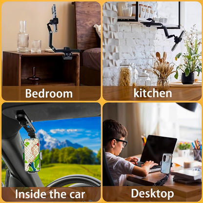 Foldable Phone Stand for Desk | Six Position Adjustable Folding Bracket for Cell Phone | Black Cellphone Holder for Desk & Smartphone Stand | Cellphone & Accessories for Men & Women