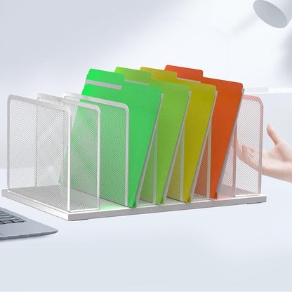 Kuntine.B Desk File Organizer 5 Sections Upright Mesh Desktop Organizer File Sorter Office Organization File Holder for Home, Office & Classroom