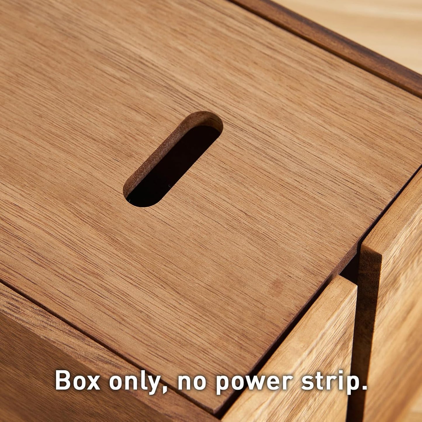 LiTY Acacia Wood Cable Management Box, Wooden Cord Hider & Organizer for Power Strip, Electrical Hiding, TV Wires, Desk & Floor Cables - Office Under Desk Cable Storage Box for Wire