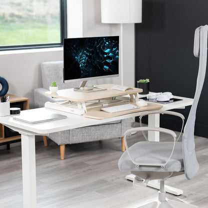 VIVO 26 inch Desk Converter, K Series, Height Adjustable Sit to Stand Riser, Dual Monitor and Laptop Workstation with Keyboard Tray, Black, DESK-V026KB