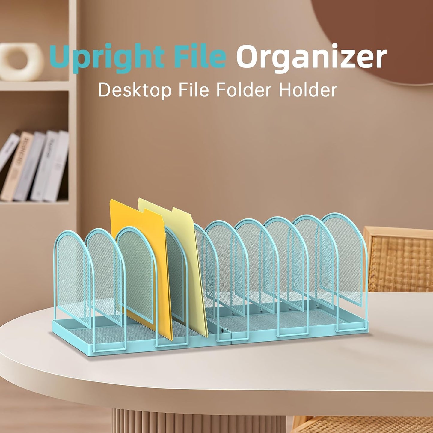 SUPEASY File Organizer for Desk, 5-Section Mesh Desk Organizer, Vertical File Holder Desktop Organizer File Sorter, File Folder Holder for Office Supplies, Black