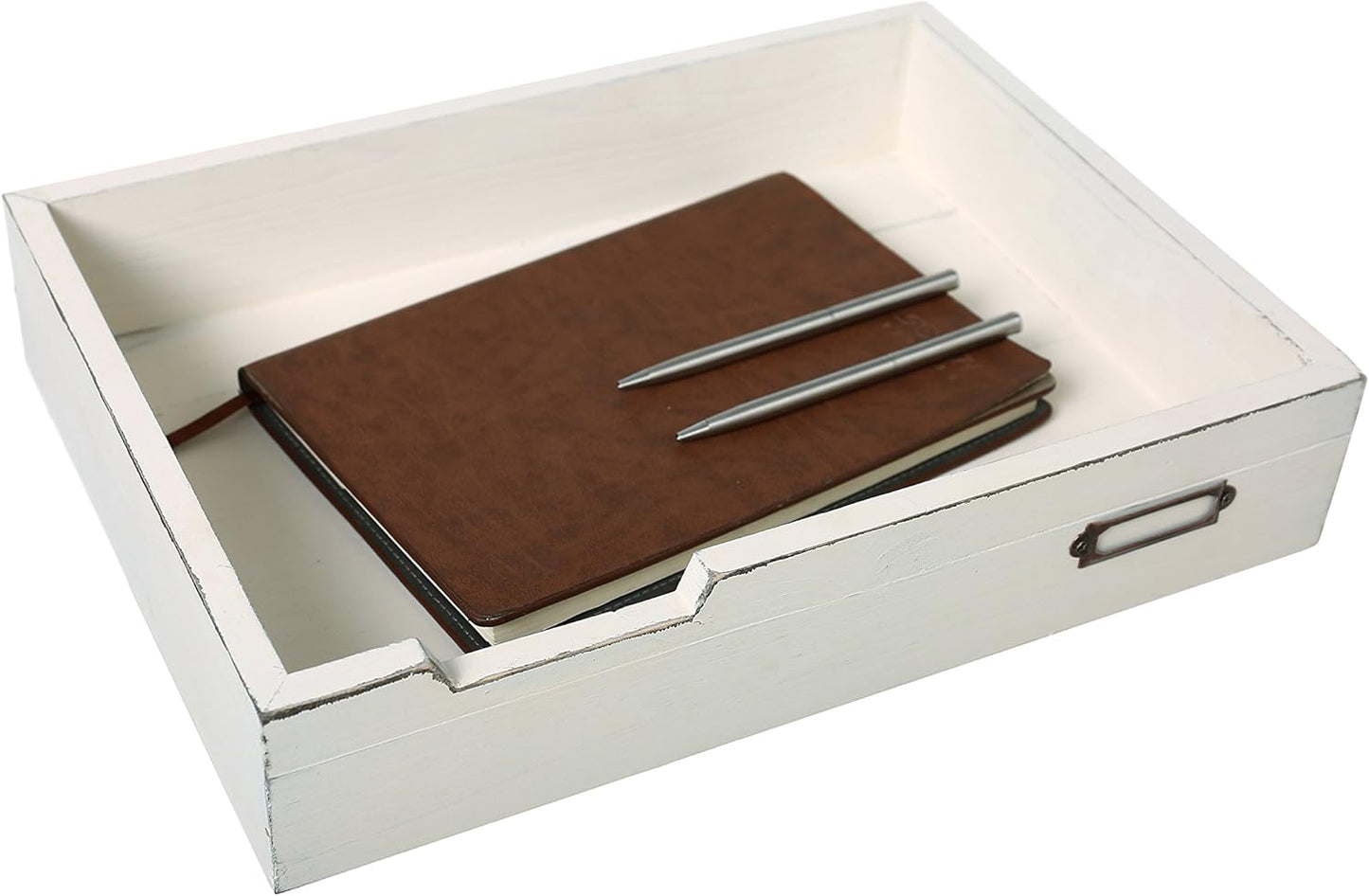 MyGift Distressed Brown Vintage Wood Paper Tray, Office Desktop Document, File Folder, Magazine Holder Tray