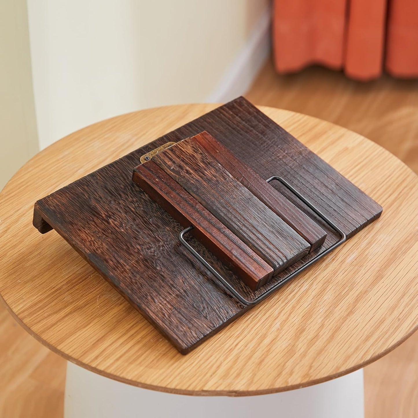 Wooden Book Stand Holder Adjustable,Portable Desktop Organizer for Cookbooks/Tablets,Hands Free Reading Rest with Ergonomic Design, Fits Books & iPads