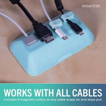 Smartish® Magnetic Cord Holder - Cable Wrangler Organizer with Magnet Clips for Charger Management on Desktop, Nightstand for USB-C + Lightning - Lightly Toasted Beige