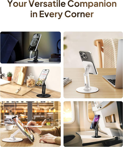 COOPER 360° Stand, Rotating Cell Phone Stand for Desk | Sturdy Metal Base, Foldable, Portable | Cell Phone Holder for Desk (Piano Black)