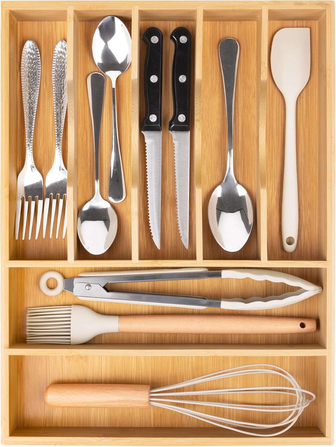 Kitchen Silverware Drawer Organizer and Storage Flatware Cutlery Utensil Holder Spice Rack Containers Bathroom Counter Cabinet Office Desk Makeup Drawer Tray Kitchen and Dining Tools Decor Accessories
