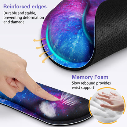 Mouse Pad with Wrist Rest Set, Qomolama 3-in-1 Wrist Support Mouse Pad Set, Floral Gaming Mousepad with Anti-Skid Base,Ergonomic Mouse Pad,Memory Foam Keyboard Gel Wrists Rest