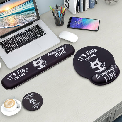 Mouse Pad and Keyboard Wrist Rest Support, with Non-Slip PU Base,Gel Mouse Pad with Coaster,Pain Relief for Gaming, Computer,Office -Beach