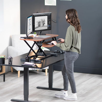 VIVO 26 inch Desk Converter, K Series, Height Adjustable Sit to Stand Riser, Dual Monitor and Laptop Workstation with Keyboard Tray, Black, DESK-V026KB
