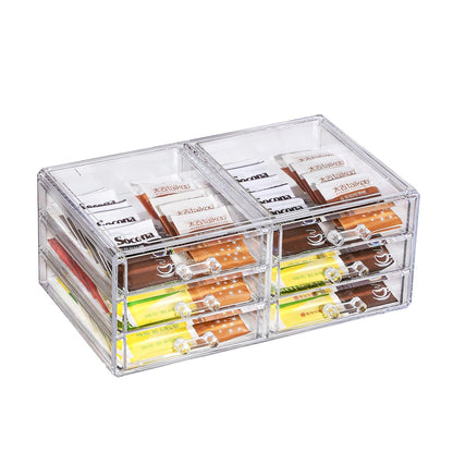 Cq acrylic Drawer Organizer with 3 Long Drawers,Stacking Office Supply Organizer and Desk Pen Storage and Stationary Organizer,Clear Makeup Storage Organizer for Palettes,Cosmetic, Beauty for Vanity